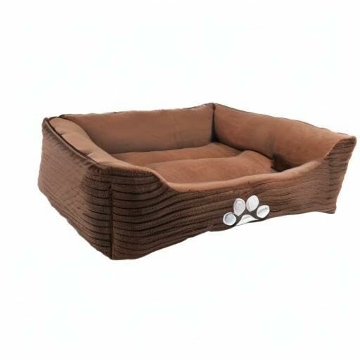 Brown dog bed with paw print design