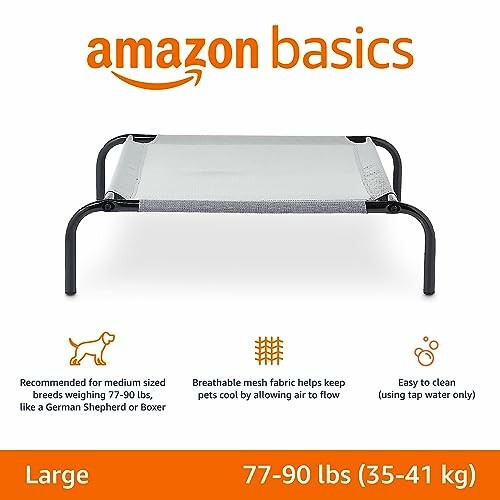 Amazon Basics elevated pet bed for medium-sized dogs, large size 77-90 lbs.