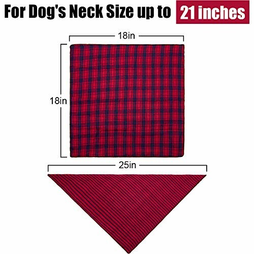 Dog bandana size chart with measurements.