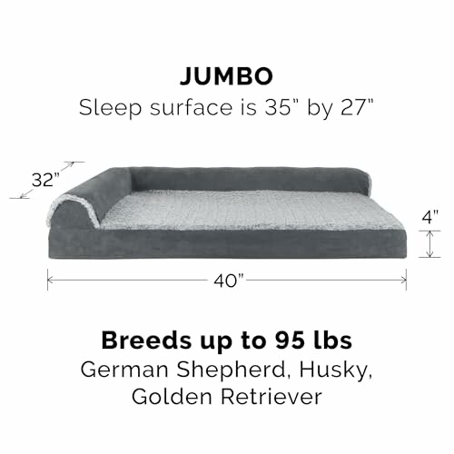 Jumbo dog bed dimensions and breed suitability