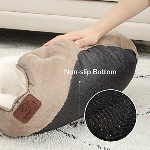 Pet bed with non-slip bottom feature.